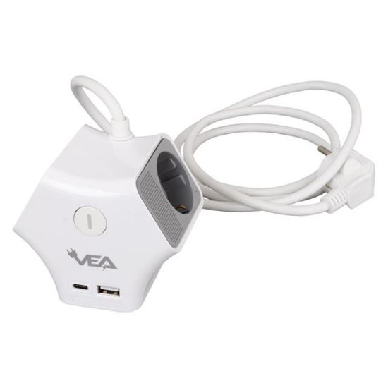 VEA VE-G903YC 3LÜ USB+ TYPE-C GİRİŞLİ ANAHTARLI 1.5 METRE GRUP PRİZ resmi