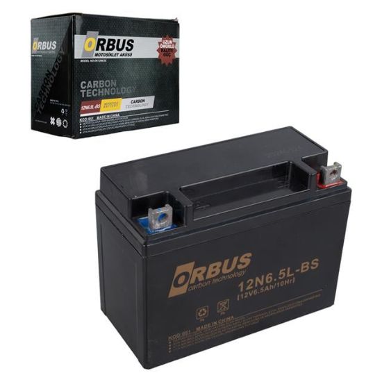 ORBUS 12N6.5L-BS 12V 6.5A MOTOSİKLET AKÜSÜ (139 X 66 X 100 MM) (2.05KG) resmi