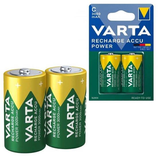 Varta HR14 3000mAh C Orta Boy 1.2 Volt Ni-Mh Şarjlı Pil 2Li Paket (Şarj Edilebilir) resmi