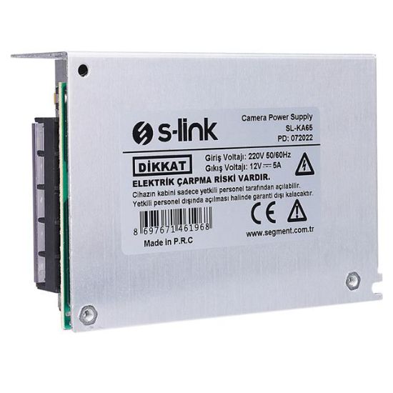 S-Link SL-KA65 12 Volt 5 Amper 65 Watt Metal Kasa Adapatör resmi