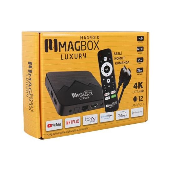 MAGBOX MAGROID LUXURY 32 GB HDD 2 GB RAM BLUETOOTH 5G SES KOMUT KUMANDALI ANDROID TV BOX resmi