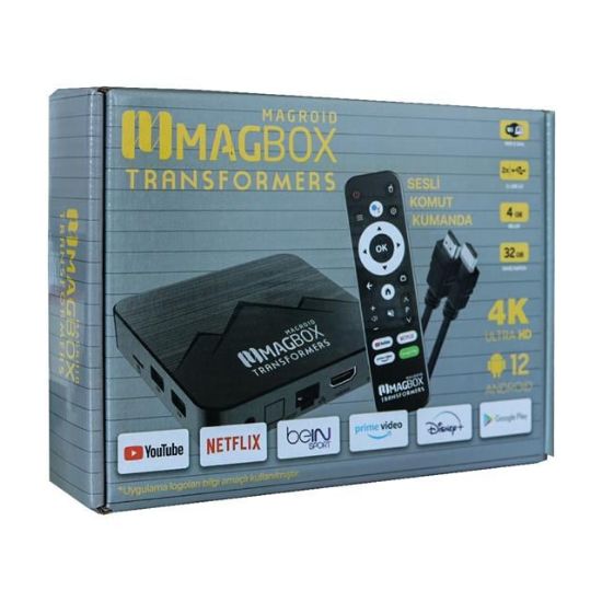 Magbox Magroid Transformers 32 GB HDD 4 GB Ram Bluetooth 5G Wifi Ses Komut Kumandalı Android TV Box resmi