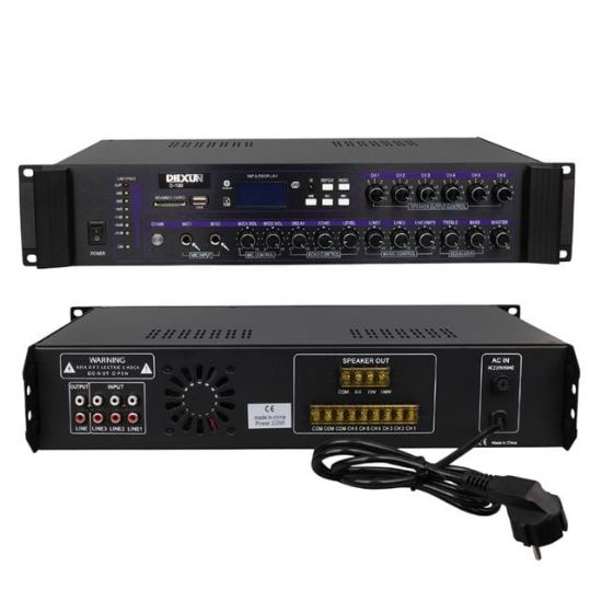 DEXUN D-100 100 WATT USB-BLUETOOTH 5 ZONE HAT TRAFOLU ANFİ resmi