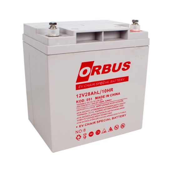 ORBUS 12 VOLT - 28 AMPER DİK ENGELLİ ARAÇ AKÜSÜ (167 X 125 X 175 MM) resmi