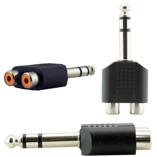 6.3 MM STEREO ERKEK / 2 RCA DİŞİ ÇEVİRİCİ JACK resmi