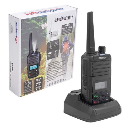 ASELSAN A446T VOX ÖZELLİKLİ 16 KANAL EKRANLI TEKLİ SET EL TELSİZİ (12 KM)(PMR 446 SERİ UYUMLU) resmi