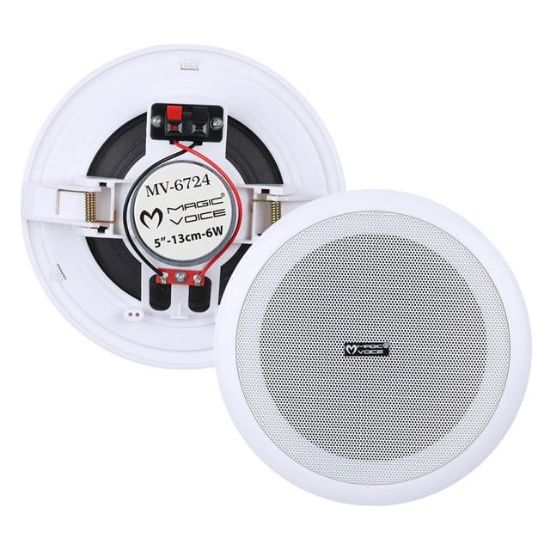 MAGICVOICE MV-6724 13 CM 6 WATT 8 OHM 5 BEYAZ TRAFOSUZ ALÇIPAN HOPARLÖR resmi
