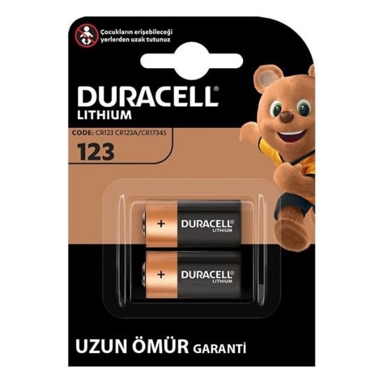 DURACELL CR123A 3 VOLT LİTYUM PİL (2Lİ PAKET FİYATI) resmi