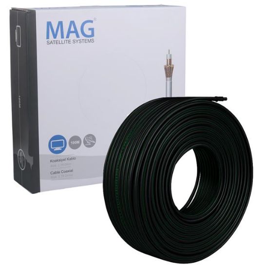 MAG RG6/U6 BAKIR CU/CU 80 TEL YEŞİL ANTEN KABLOSU (100 METRE) resmi