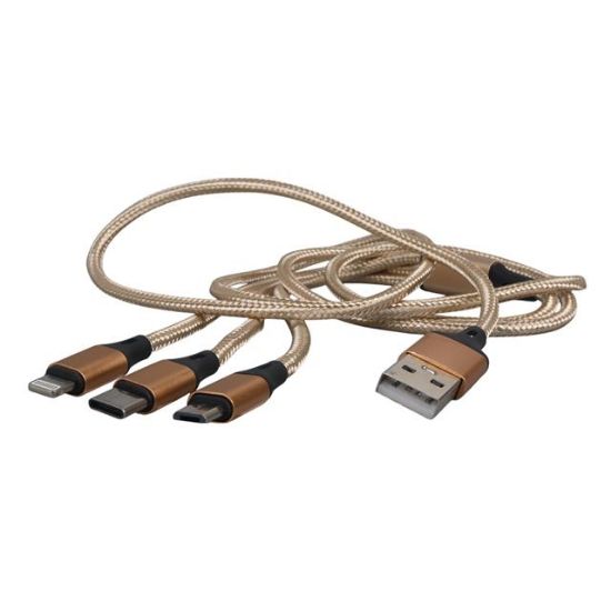 POWERMASTER MICRO USB/TYPE-C/LIGHTNING 2.1 AMPER METAL 1.2 METRE ŞARJ VE DATA KABLOSU resmi