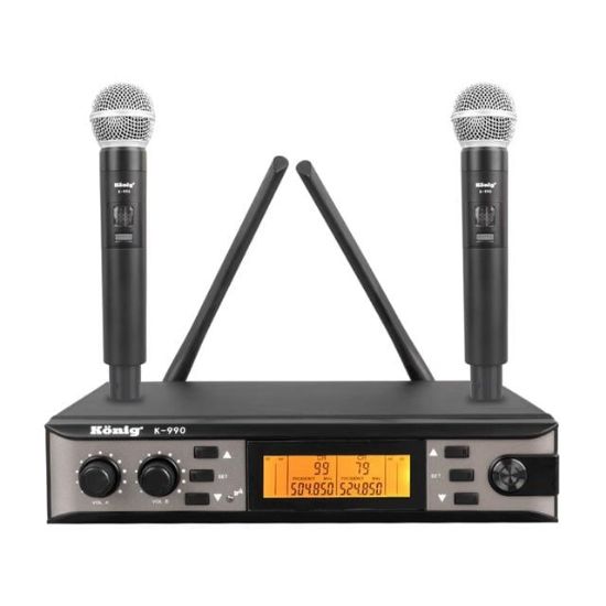 KÖNİG K-990 UHF 2X100 KANAL 2 EL MİKROFONLU KABLOSUZ TELSİZ MİKROFON resmi