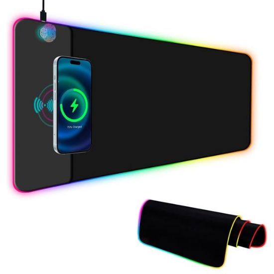 PowerMaster PM-25115 XL RGB Gaming Mouse Pad Wireless Telefon Şarj Destekli 14 Modlu resmi