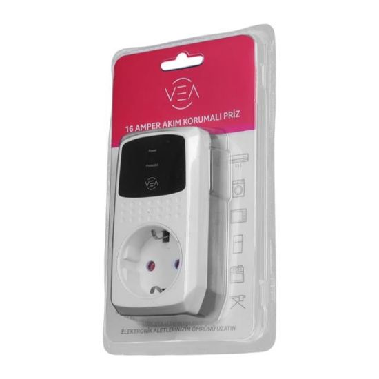Vea VE-25532 16A 4000W Tekli Akım Korumalı Priz Aşırı Yüksek Gerilim resmi