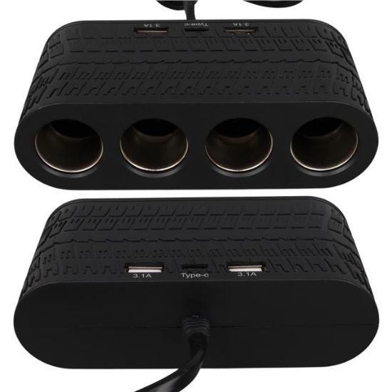 Olesson 1654 12-24V Çift USB - TYPE-C 120W 80cm Kablolu 4'LÜ Araç Çakmak Çoklayıcı resmi