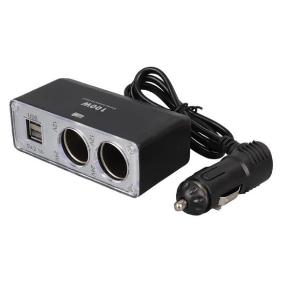 Olesson 1647 12-24V Çift USB Girişli 100W 70cm Kablolu 2'li Araç Çakmak Çoklayıcı resmi