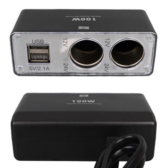 Olesson 1647 12-24V Çift USB Girişli 100W 70cm Kablolu 2'li Araç Çakmak Çoklayıcı resmi