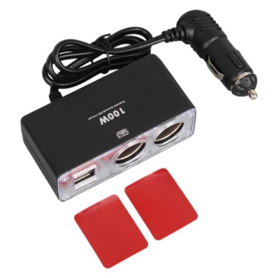 Olesson 1647 12-24V Çift USB Girişli 100W 70cm Kablolu 2'li Araç Çakmak Çoklayıcı resmi