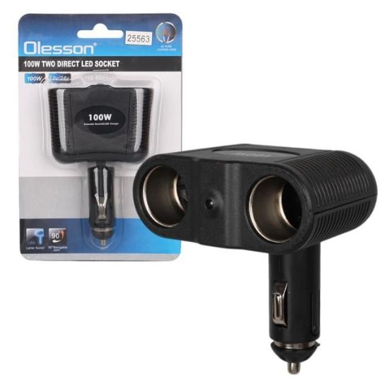 Olesson 1643 12-24V 100W 2'LI Araç Çakmak Çoklayıcı resmi