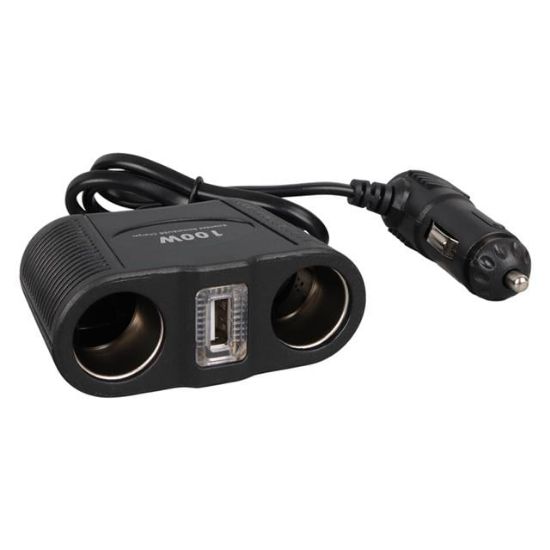 Olesson 1645 12-24V Tek USB Girişli 100W 70cm Kablolu 2'li Araç Çakmak Çoklayıcı resmi