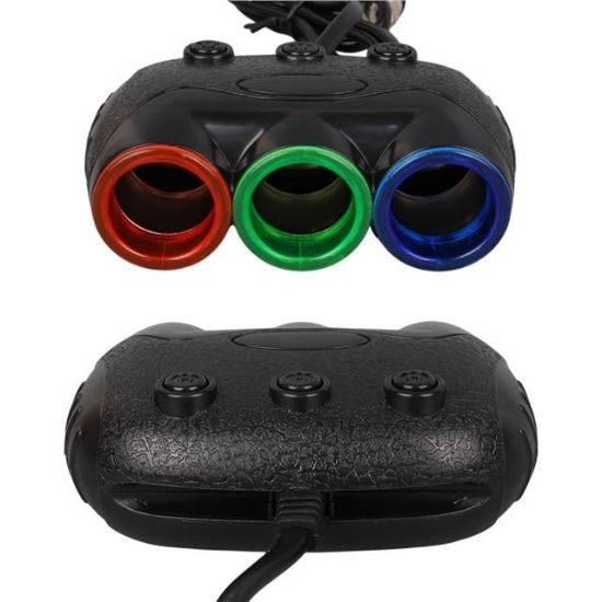 Olesson 1633 12-24V Tek USB Girişli 120W 80cm Kablolu Dijital Voltaj Ekranlı 3'lü Araç Çakmak Çoklayıcı resmi