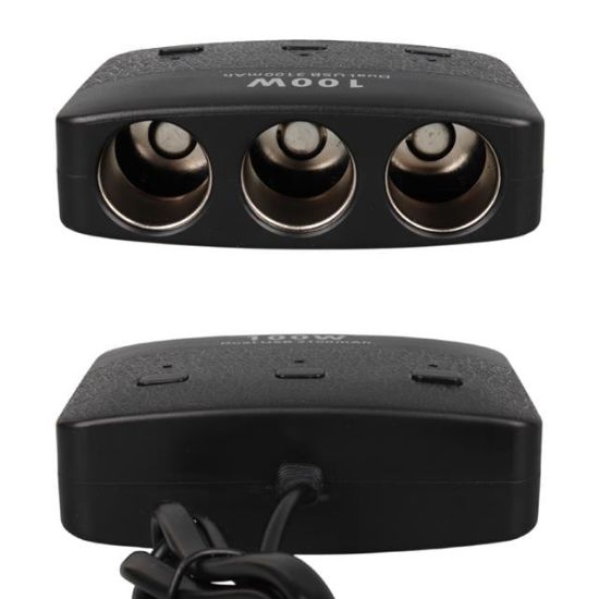 Olesson 1636 12-24V Çift USB Girişli 100W 70 CM Kablolu 3'LÜ Araç Çakmak Çoklayıcı resmi