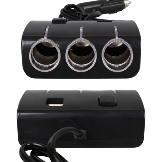 Olesson 1506 12-24V Çift USB Girişli 120W 80 CM Kablolu 3'LÜ Araç Çakmak Çoklayıcı resmi