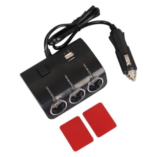 Olesson 1506 12-24V Çift USB Girişli 120W 80 CM Kablolu 3'LÜ Araç Çakmak Çoklayıcı resmi