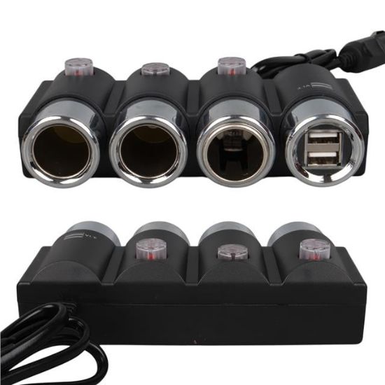 Olesson 1508 12-24V Çift USB Girişli 120W 80cm Kablolu 3'lü Araç Çakmak Çoklayıcı resmi