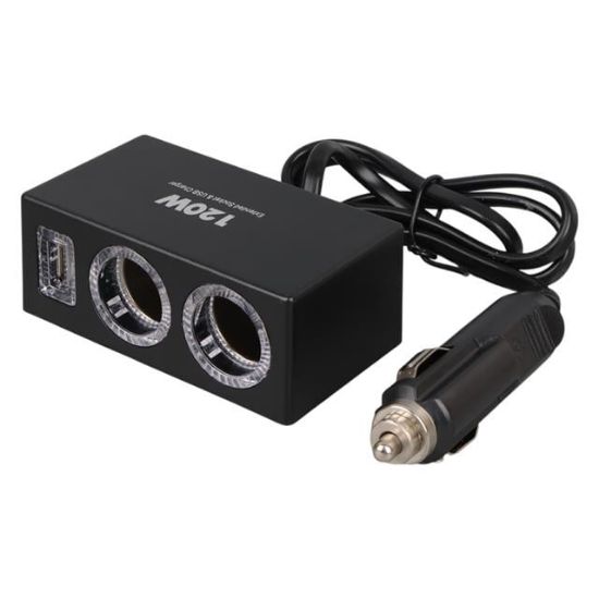Olesson 1522 12-24V Tek USB Girişli 120W 80cm Kablolu 2'li Araç Çakmak Çoklayıcı resmi