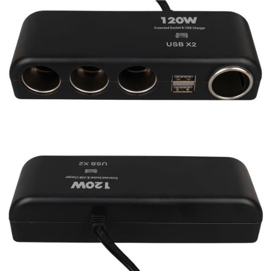 Olesson 1525 12-24V Çift USB'LI 120W 80cm Kablolu 4'LÜ Araç Çakmak Çoklayıcı resmi