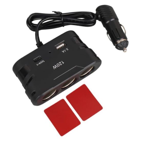 Olesson 2013 12-24V TYPE-C + USB Girişli 120W 80 CM Kablolu 3'lü Araç Çakmak Çoklayıcı resmi