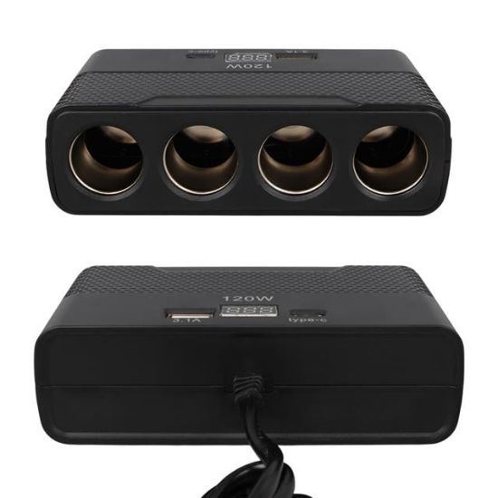 Olesson 2014 12-24V Type-C + USB-A Girişli 120W 80cm Kablolu 4'lü Araç Çakmak Çoklayıcı resmi