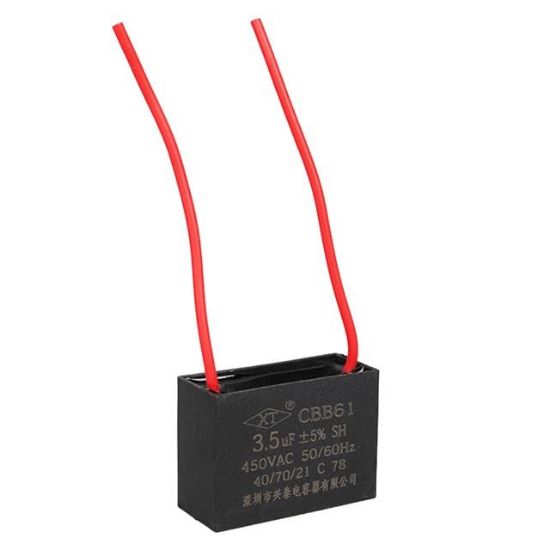 3.5UF 450VAC Siyah 10cm Kablolu Kare Tip Kutupsuz Kondansatör resmi