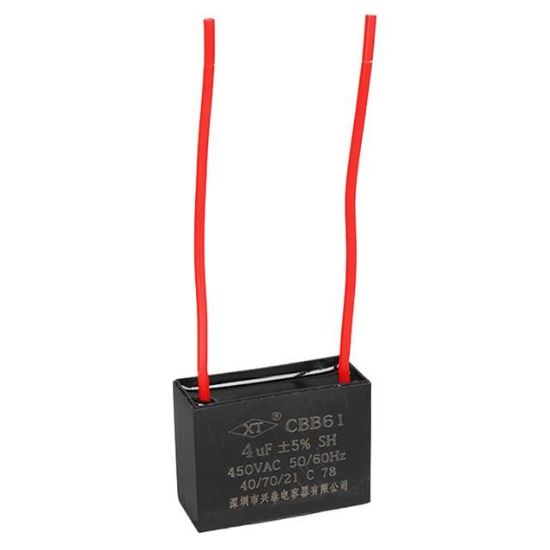 4UF 450VAC Siyah 10cm Kablolu Kare Tip Kutupsuz Kondansatör resmi