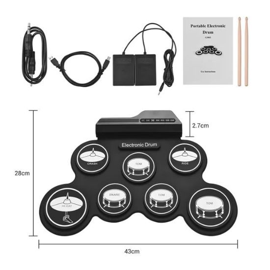 MagicVoice G3002 Elektronik Bateri Roll UP Davul Matı Kiti 7 Ped  resmi