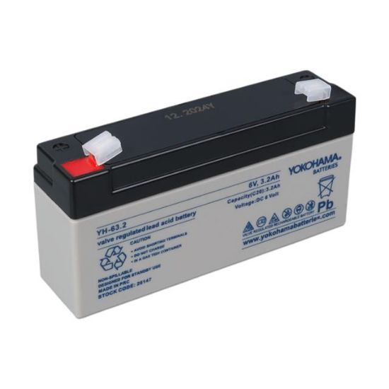 YOKOHAMA YH-63.2 6 VOLT - 3.2 AMPER AKÜ (125 X 33 X 60 MM) resmi