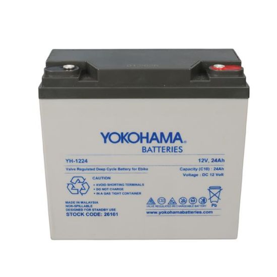 YOKOHAMA YH-1224 12 VOLT - 24 AMPER ELEKTRİKLİ BİSİKLET AKÜSÜ (180 X 76 X 167 MM) resmi