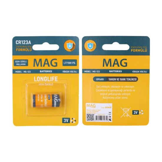 Mag Batteries MG-123 CR123A 3 Volt Lityum Fotoğraf Makinesi Pili Tekli Blister resmi