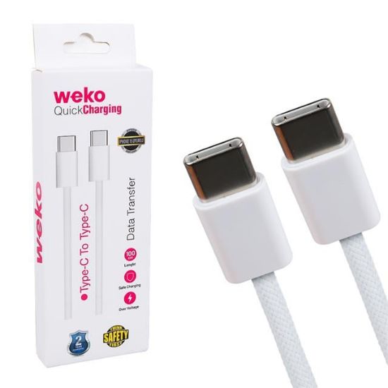 WEKO WK-26525 BEYAZ IPHONE 15 TYPE-C TO TYPE C ŞARJ KABLOSU resmi