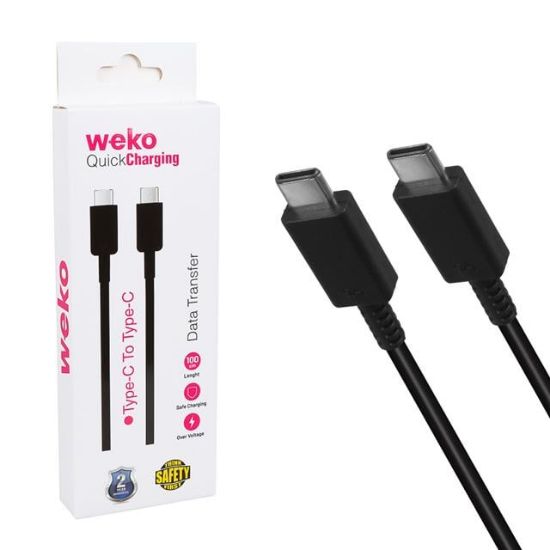 WEKO WK-26526 TYPE-C TO TYPE-C 1 METRE 5A SİYAH ŞARJ KABLOSU resmi