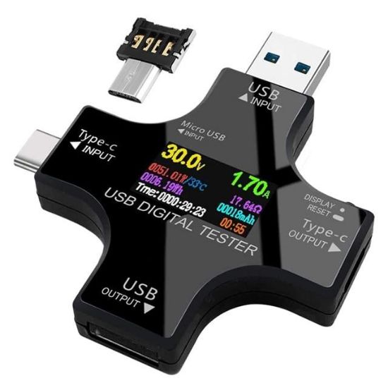 PowerMaster PM-26611 USB Tester Voltmetre Ampermetre Akım Göstergesi Multimetre Test Cihazı OTG Destekli resmi