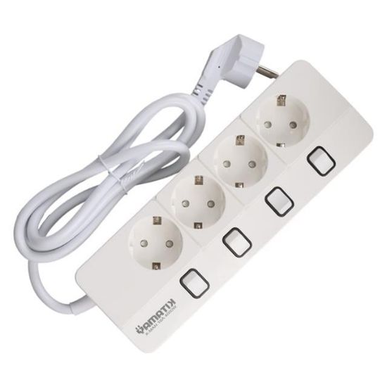 Yamatik X-MAN-104 A-CLASS 4'lü Ayrı Anahtarlı 2 Metre Akım Korumalı Grup Priz 1400 Joule resmi