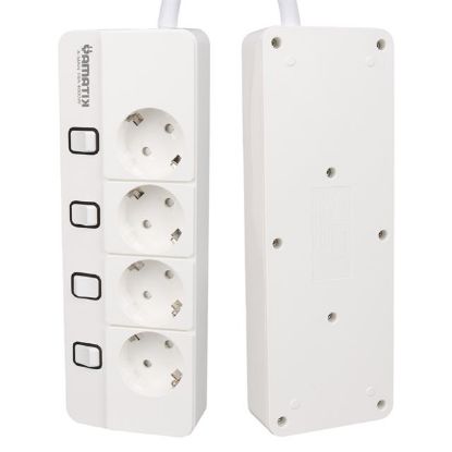 Yamatik X-MAN-104 A-CLASS 4'lü Ayrı Anahtarlı 2 Metre Akım Korumalı Grup Priz 1400 Joule resmi