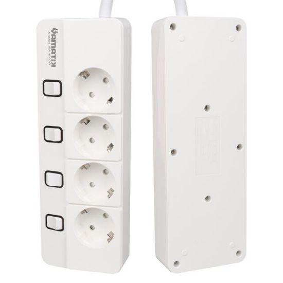 Yamatik X-MAN-104 A-CLASS 4'lü Ayrı Anahtarlı 2 Metre Akım Korumalı Grup Priz 1400 Joule resmi