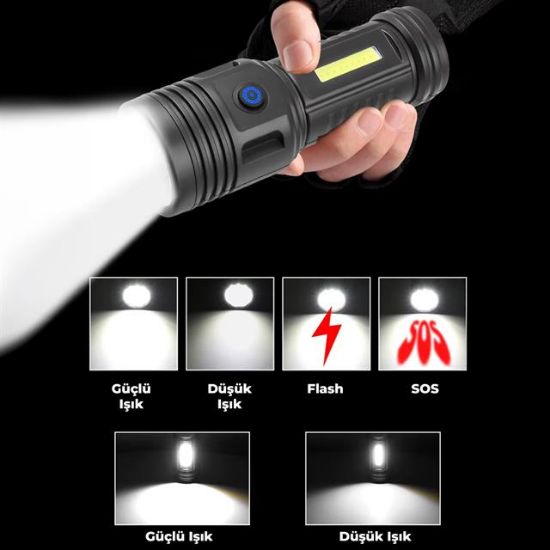 Powermaster PM-26722 Plastik 4+2 Modlu Şarjlı 12 Ledli El Feneri resmi