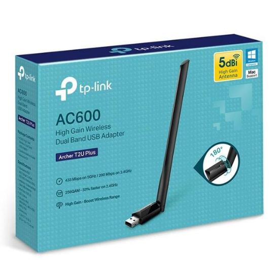 TP-LINK ARCHER T2U PLUS AC600 600 MBPS DUALBAND ANTENLİ USB WIRELESS ADAPTÖR resmi