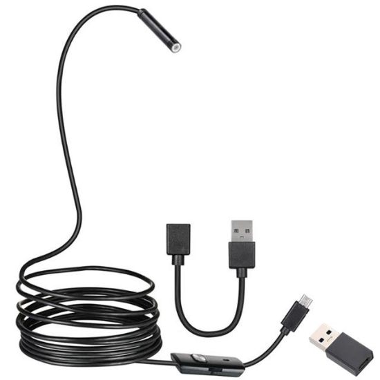 POWERMASTER 3IN1 MICRO USB+TYPE-C+USB A) ANDROID UYUMLU 8 MM IŞIKLI 5 METRE ENDOSKOP YILAN KAMERA resmi