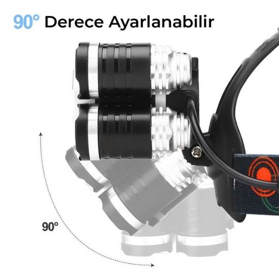POWERMASTER MX-501 18+3 POWER LEDLİ SU GEÇİRMEZ ŞARJLI KAFA FENERİ resmi