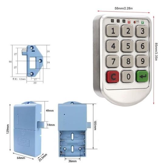 PowerMaster PM-26723 Tuş Şifreli Gri Çekmece Dolap Kilidi (2'li Paket) resmi