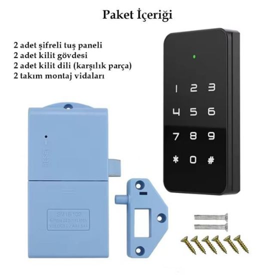 PowerMaster PM-26728 RFID Ve Tuş Panelli Dijital Elektronik Kapı Dolap Kilidi (2'li Paket) resmi